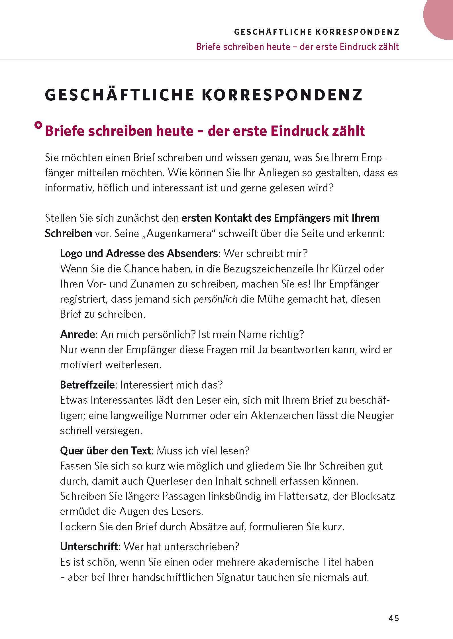 Beispielinhalt (Bild) PONS Briefe, E-Mails & Bewerbungen
