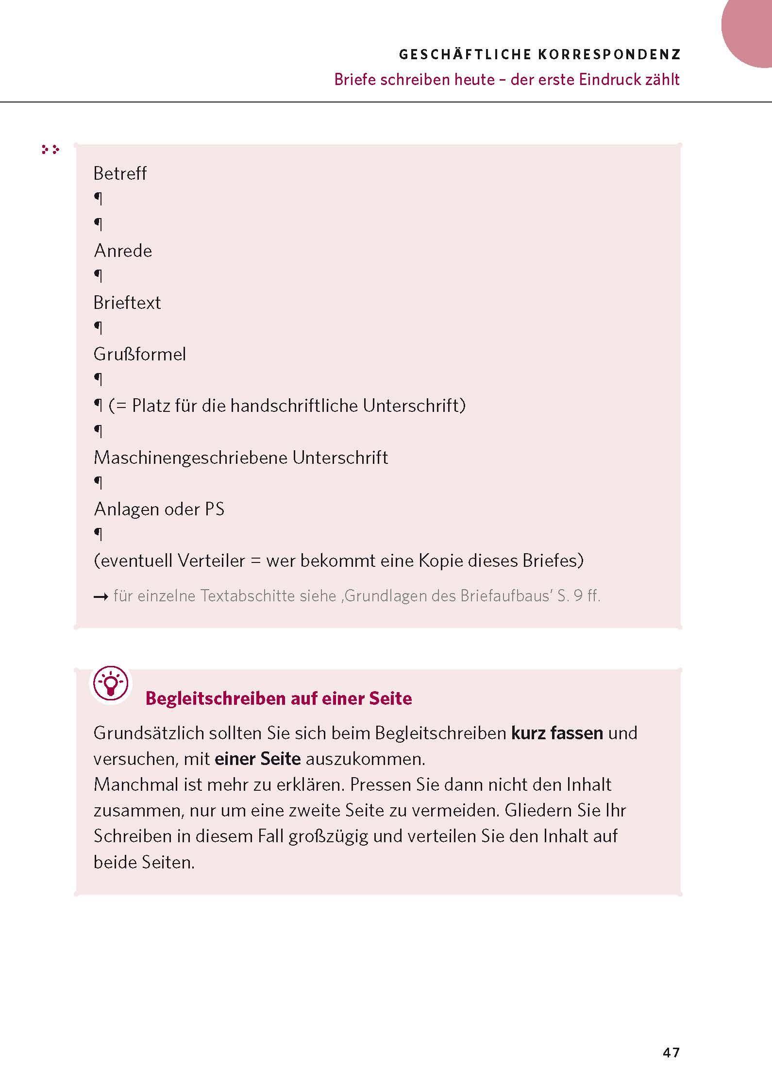 Beispielinhalt (Bild) PONS Briefe, E-Mails & Bewerbungen