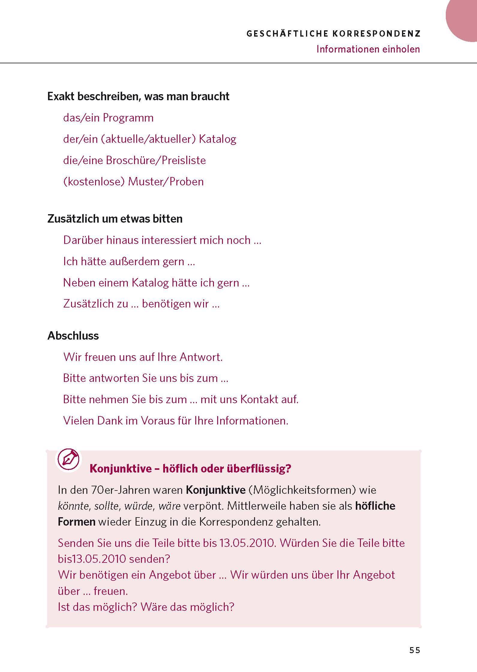 Beispielinhalt (Bild) PONS Briefe, E-Mails & Bewerbungen