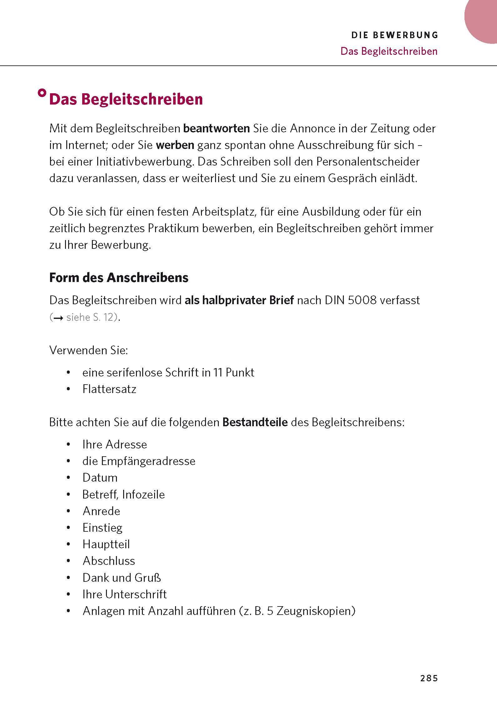 Beispielinhalt (Bild) PONS Briefe, E-Mails & Bewerbungen