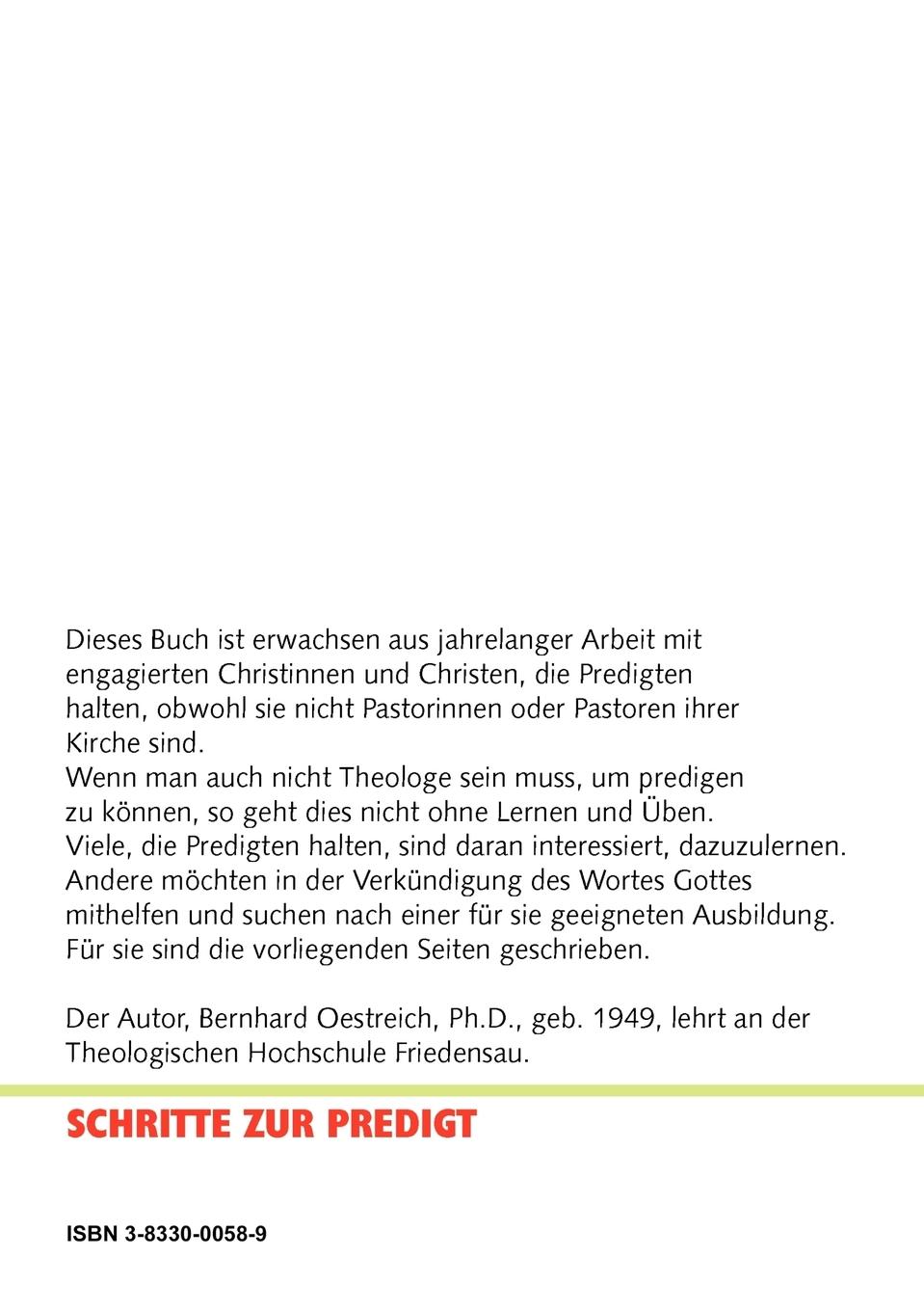 Rückseitencover Schritte zur Predigt