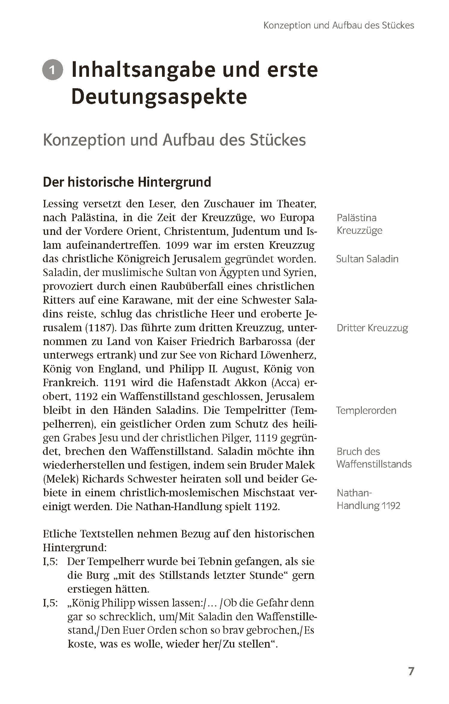 Beispielinhalt (Bild) Lektürehilfen Gotthold Ephraim Lessing "Nathan der Weise"