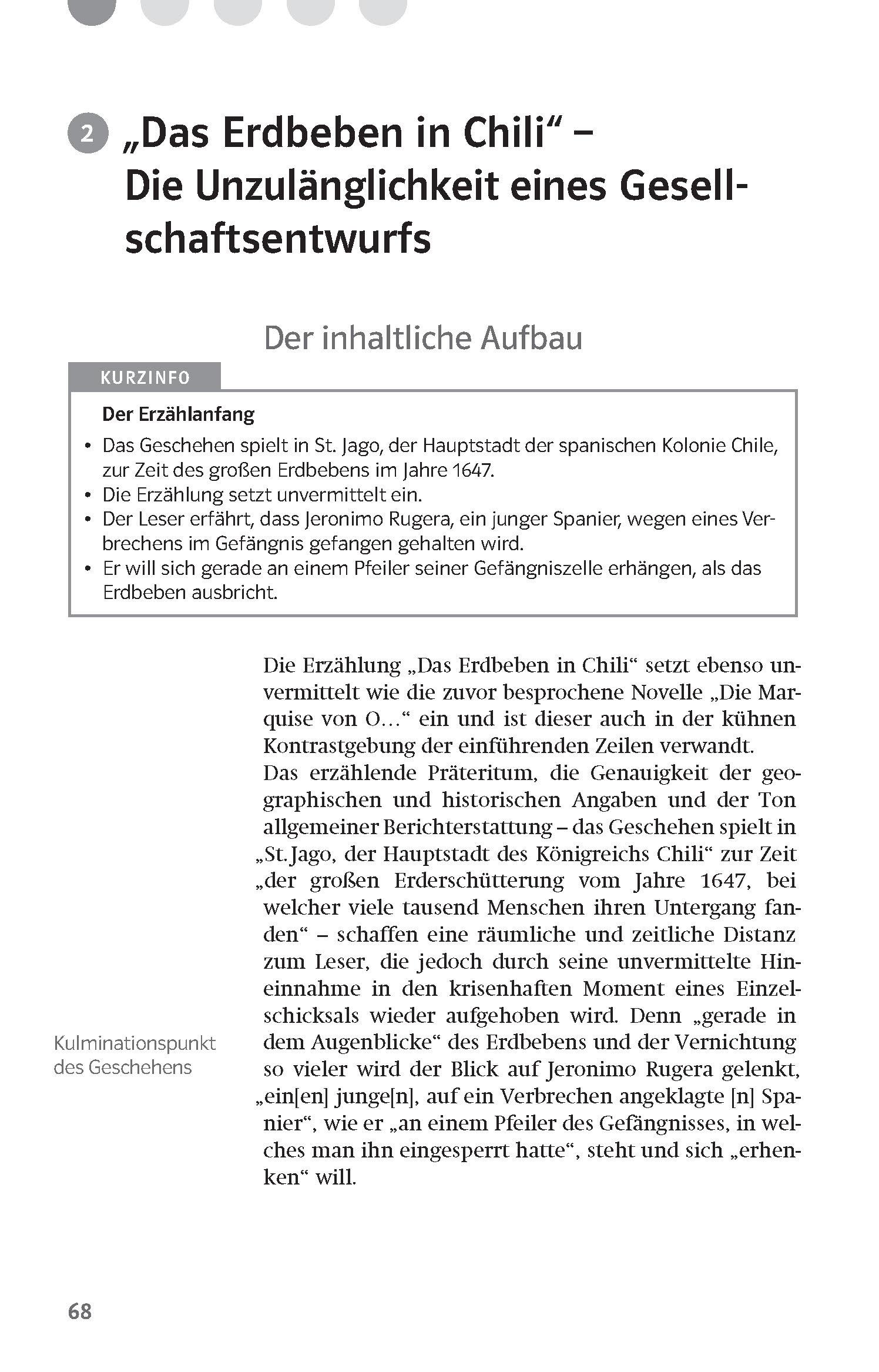 Beispielinhalt (Bild) Lektürehilfen Heinrich von Kleist "Die Marquise von O.../Das Erdbeben in Chili"