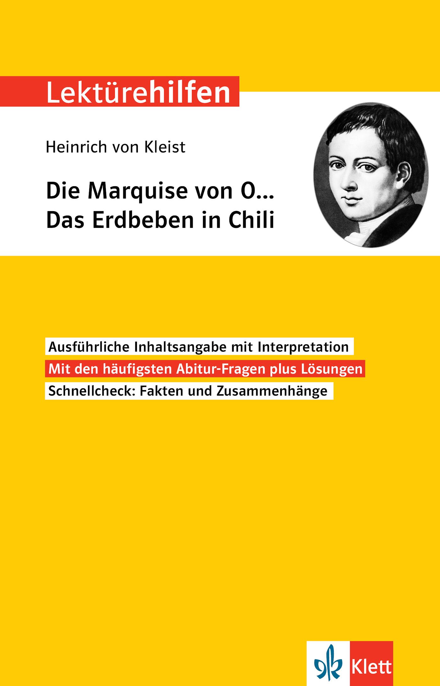 Vorderes Coverbild Lektürehilfen Heinrich von Kleist "Die Marquise von O.../Das Erdbeben in Chili"