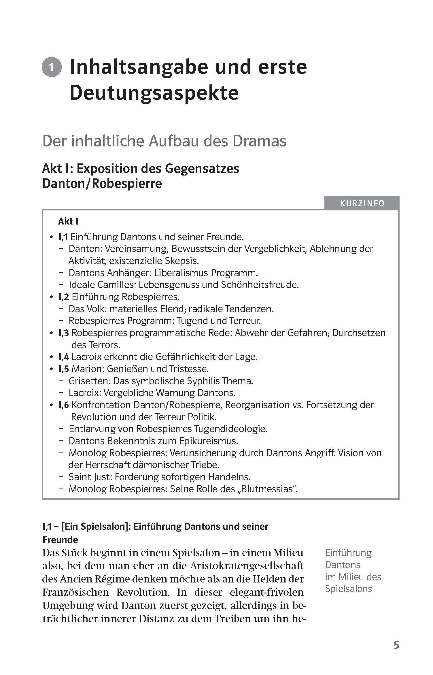 Beispielinhalt (Bild) Lektürehilfen Georg Büchner "Dantons Tod"