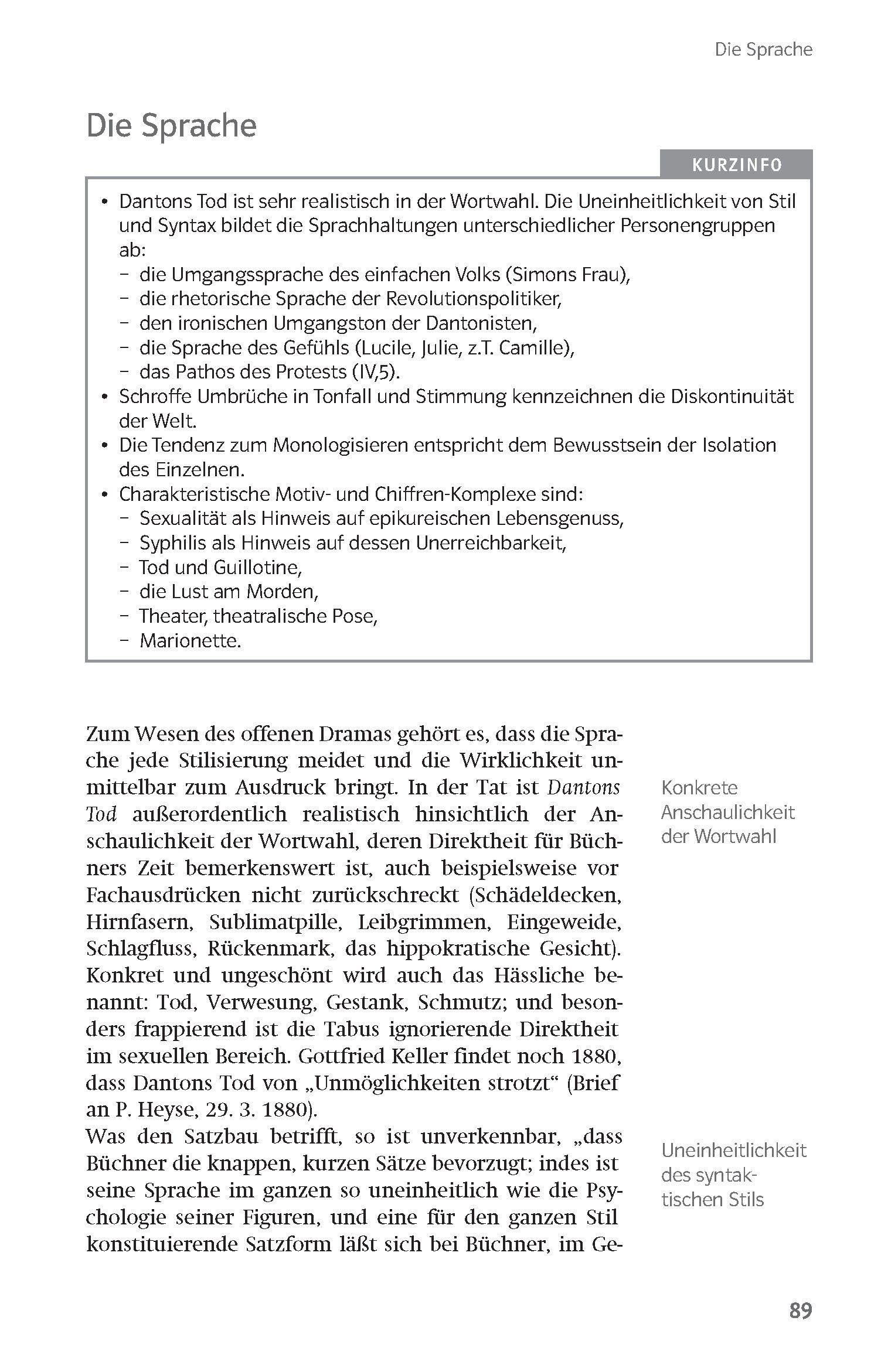Beispielinhalt (Bild) Lektürehilfen Georg Büchner "Dantons Tod"