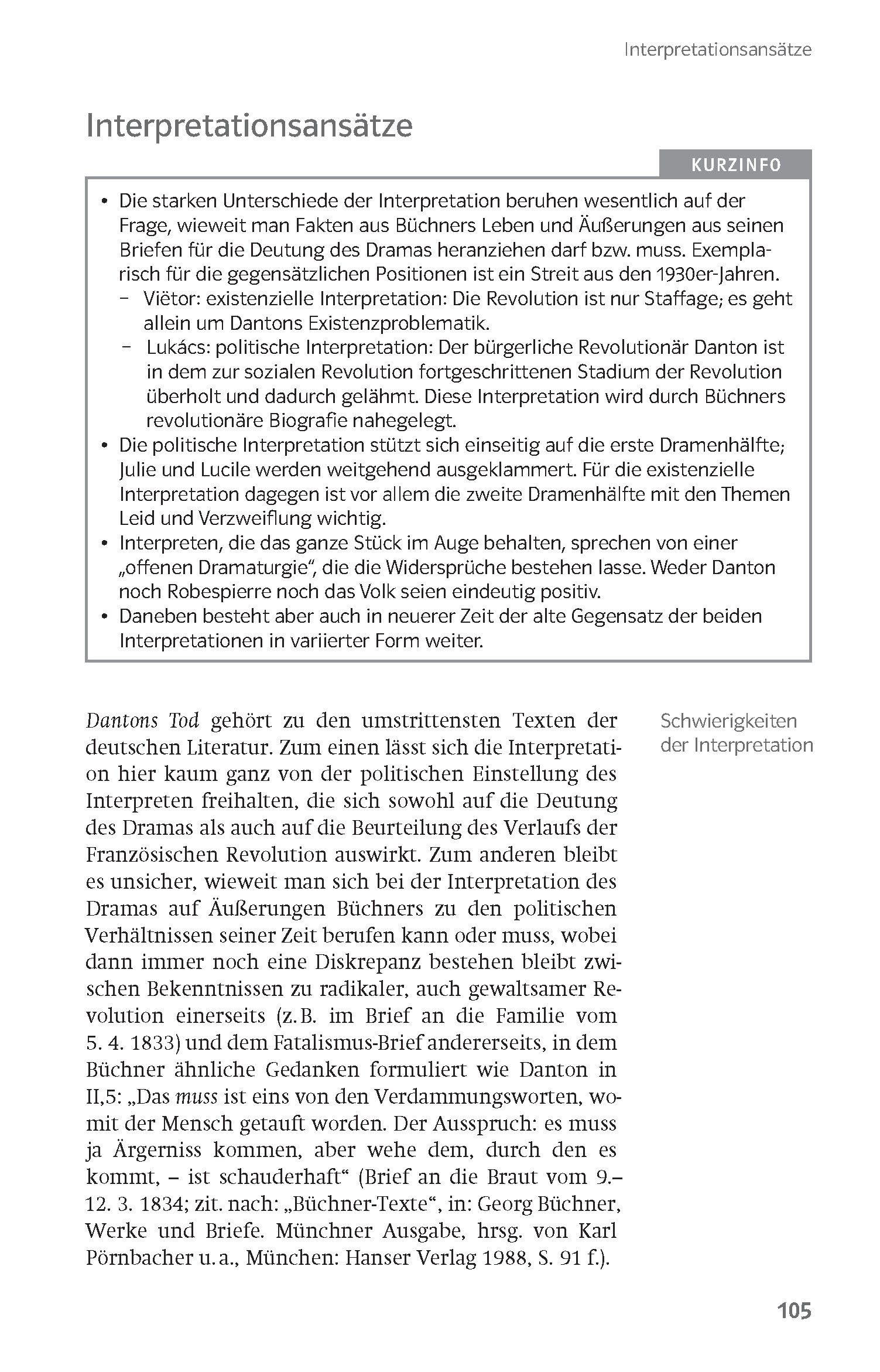 Beispielinhalt (Bild) Lektürehilfen Georg Büchner "Dantons Tod"