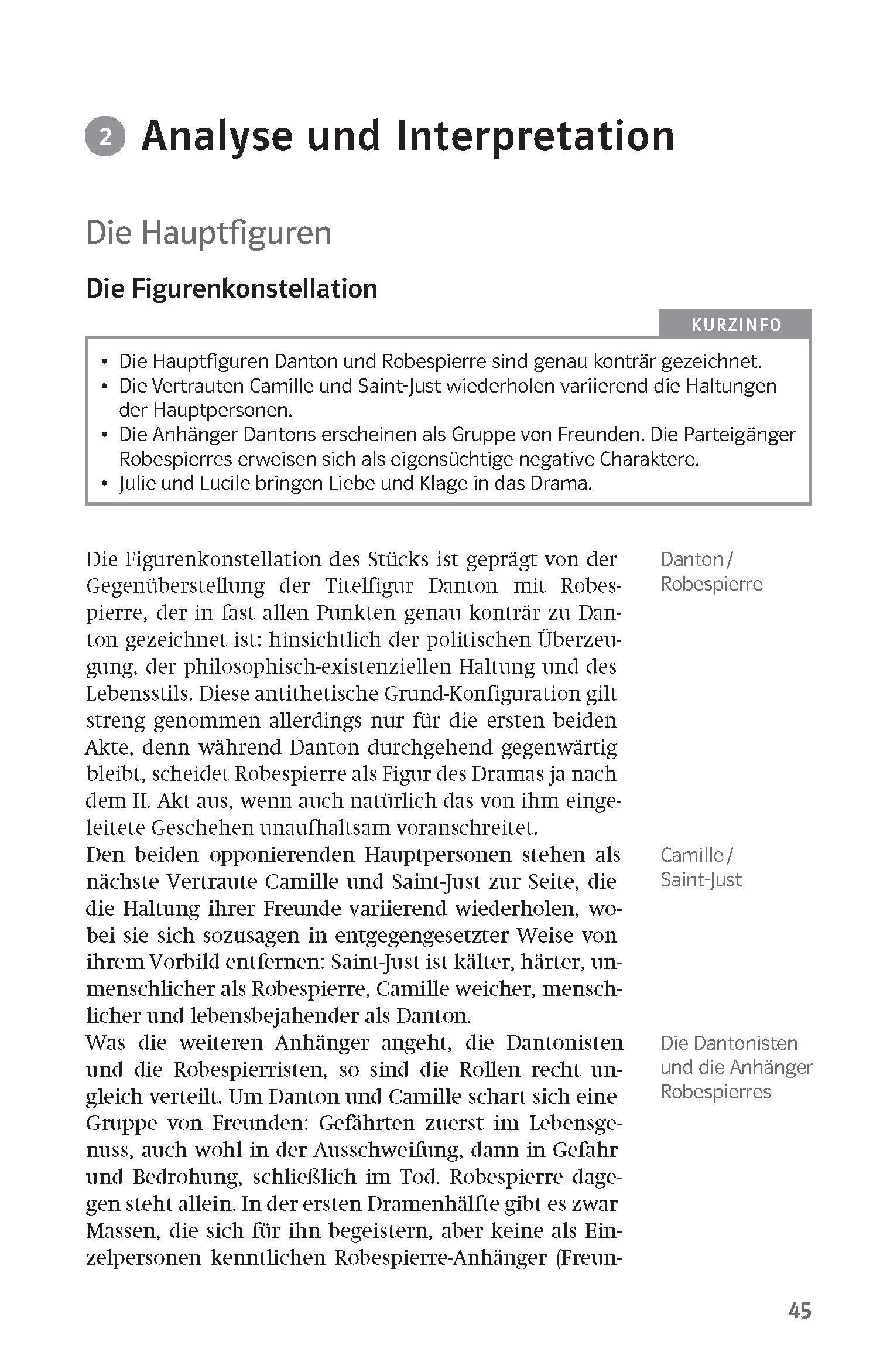 Beispielinhalt (Bild) Lektürehilfen Georg Büchner "Dantons Tod"