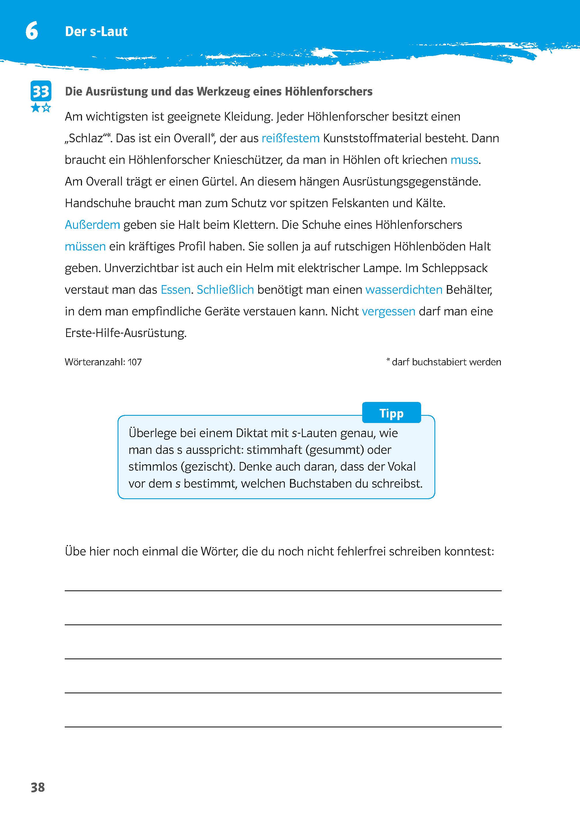 Beispielinhalt (Bild) Klett 10-Minuten-Training Deutsch Rechtschreibung Diktate 5./6. Klasse