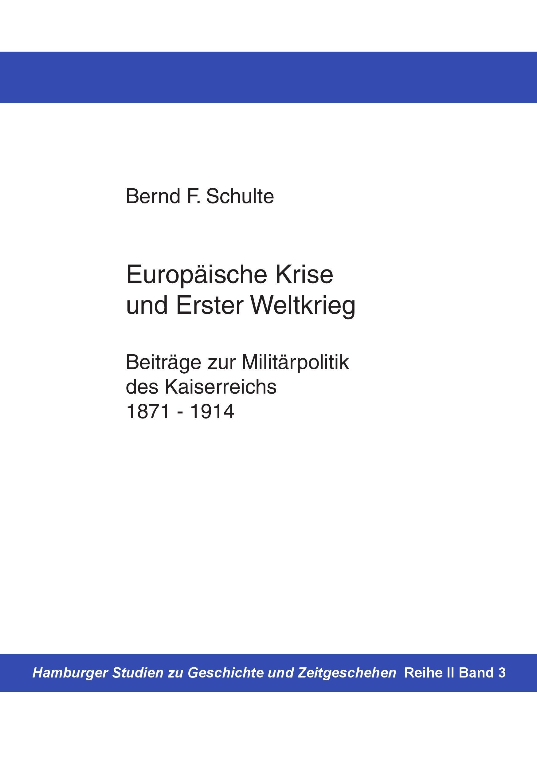 Vorderes Coverbild Europäische Krise und Erster Weltkrieg