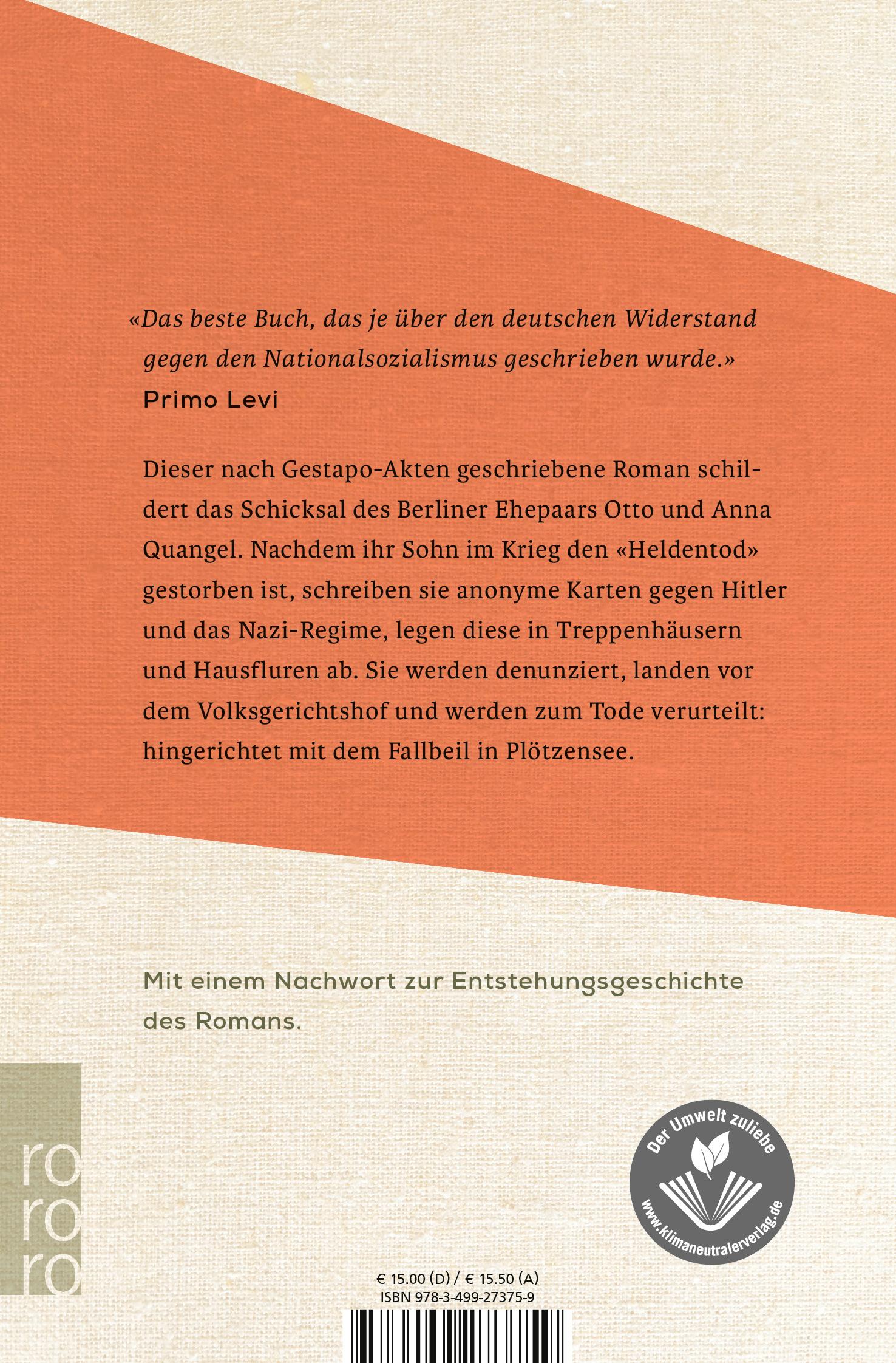 Rückseitencover Jeder stirbt für sich allein