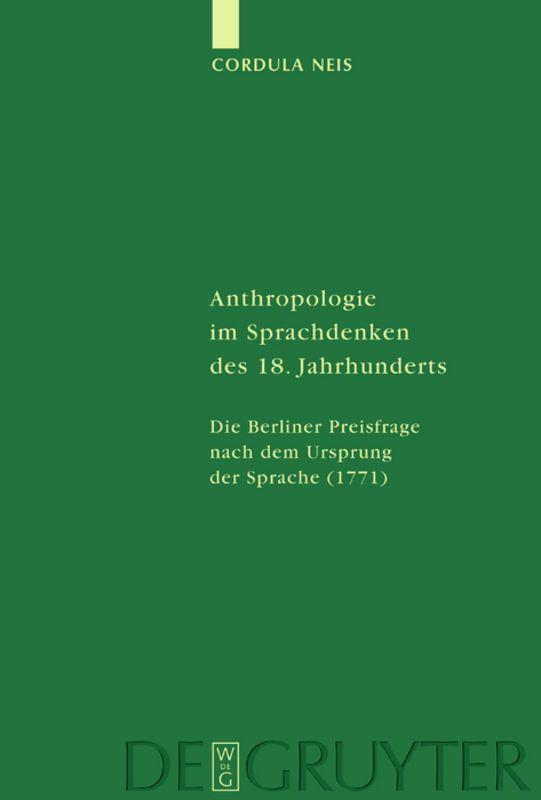 Vorderes Coverbild Anthropologie im Sprachdenken des 18. Jahrhunderts