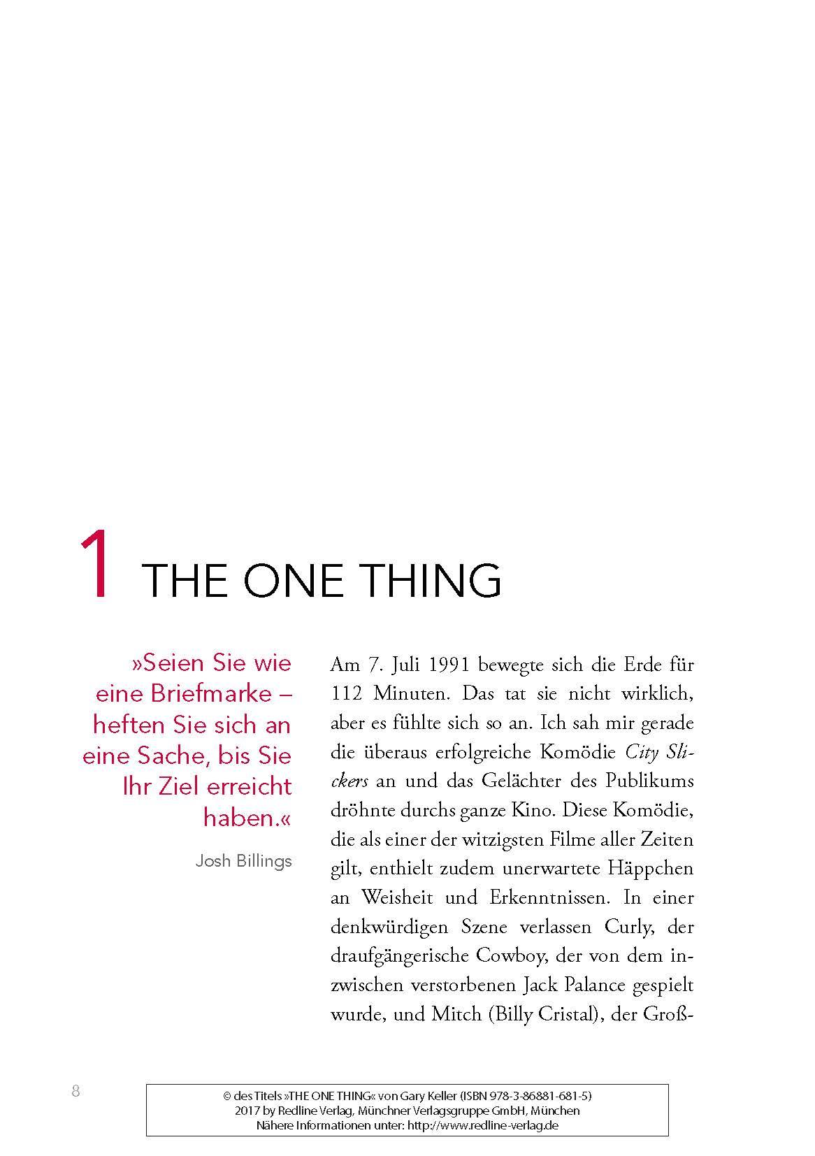 Beispielinhalt (Bild) The One Thing