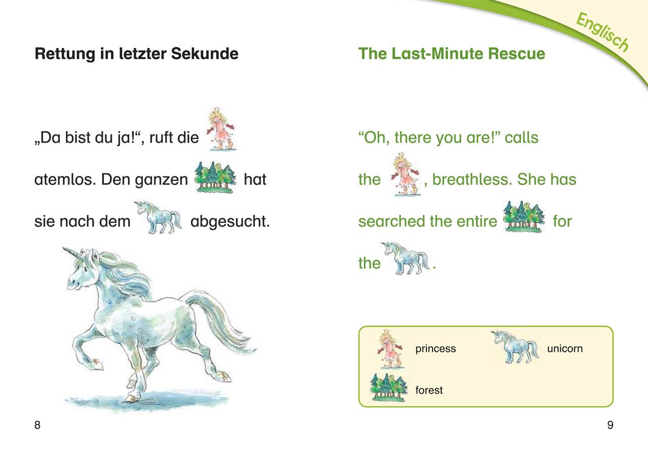 Beispielinhalt (Bild) Bildermaus - Mit Bildern Englisch lernen - Geschichten vom kleinen Einhorn - Little Unicorn Stories