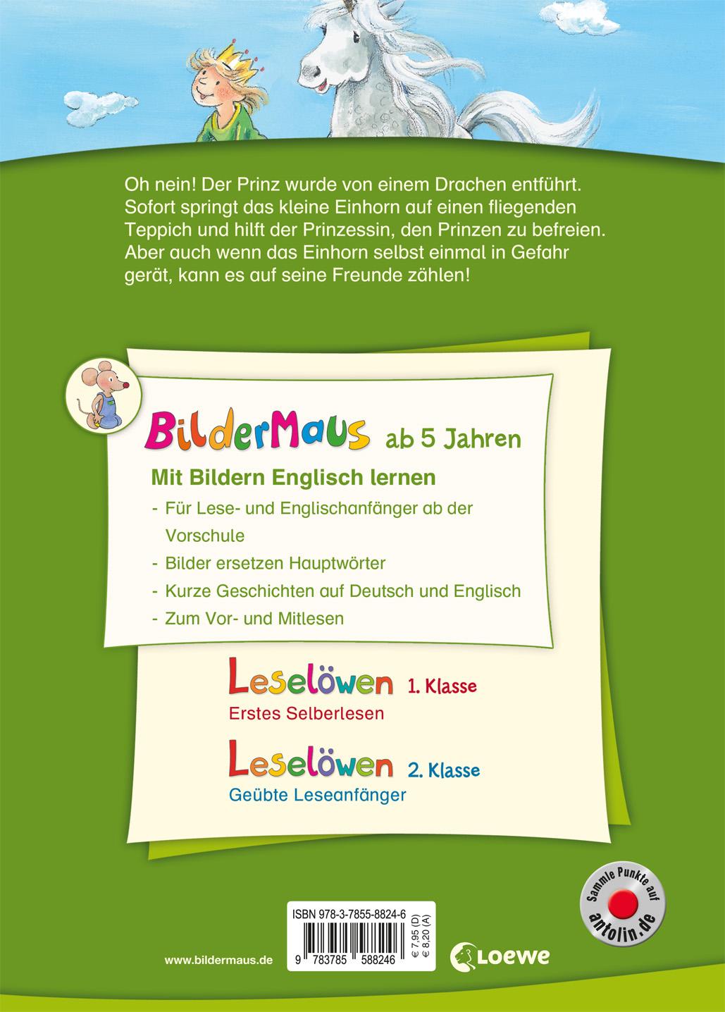 Rückseitencover Bildermaus - Mit Bildern Englisch lernen - Geschichten vom kleinen Einhorn - Little Unicorn Stories
