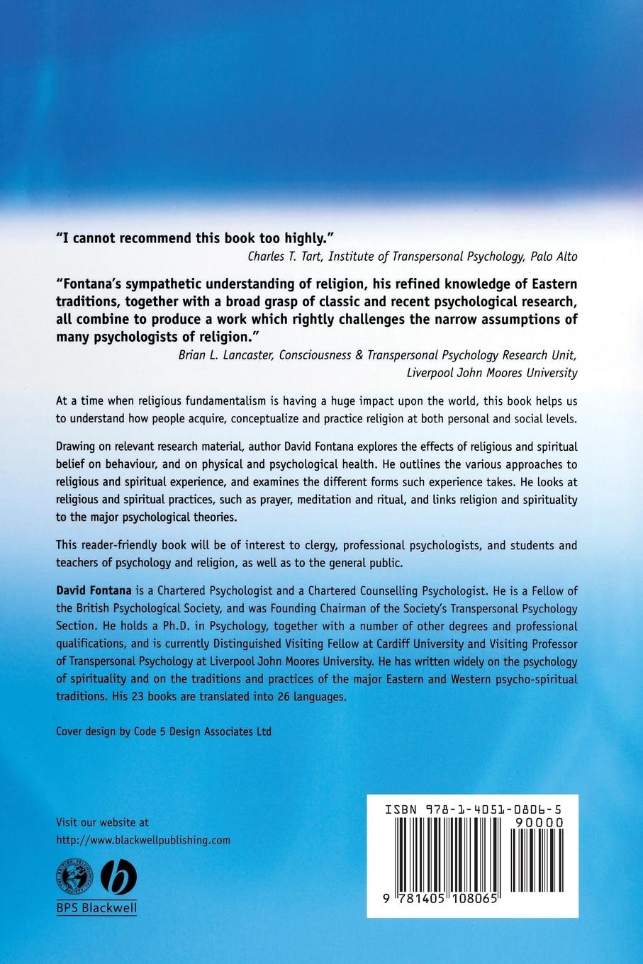 Rückseitencover Psychology, Religion and Spirituality