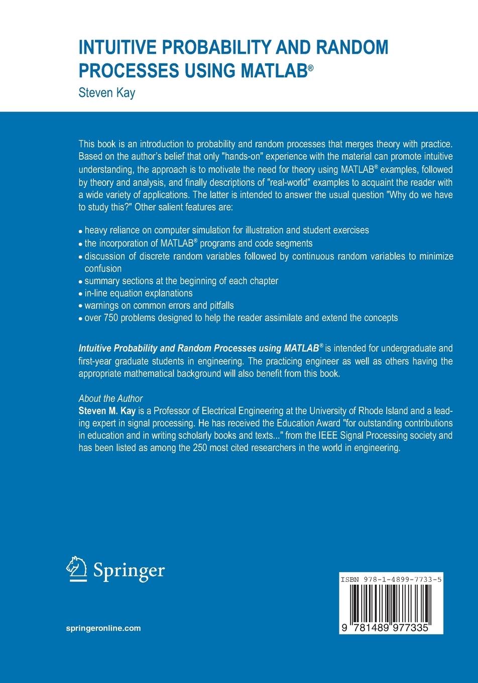 Rückseitencover Intuitive Probability and Random Processes using MATLAB®
