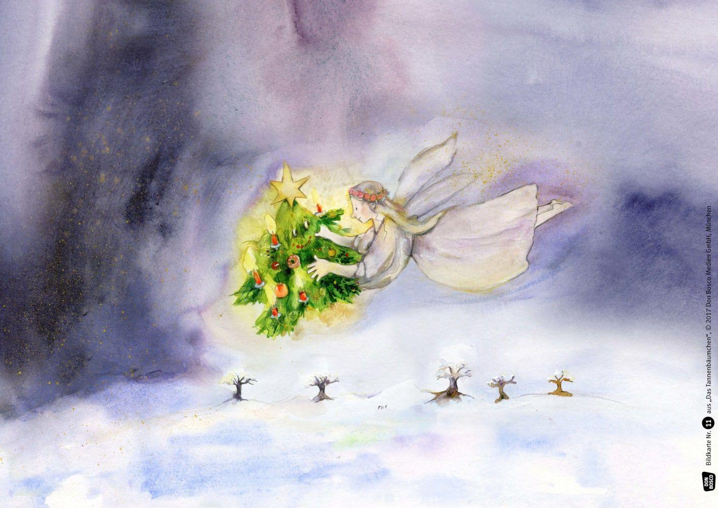 Beispielinhalt (Bild) Das Tannenbäumchen. Kamishibai Bildkartenset