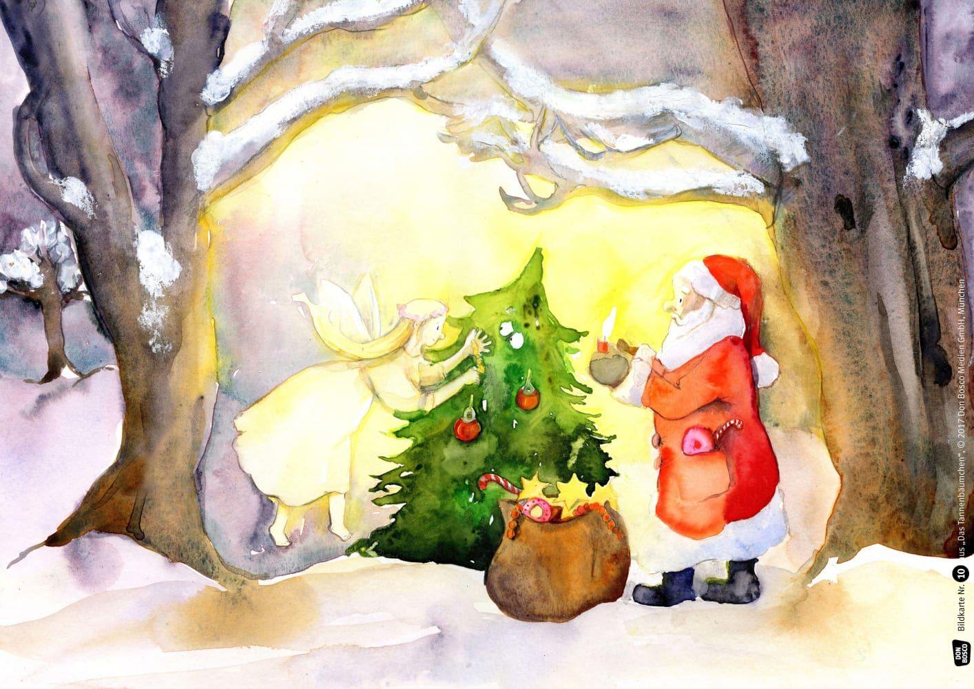 Beispielinhalt (Bild) Das Tannenbäumchen. Kamishibai Bildkartenset