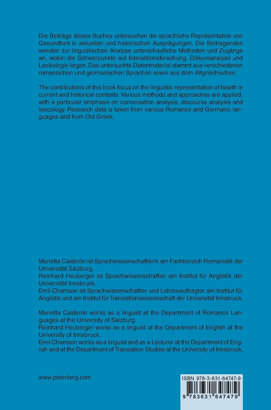 Rückseitencover Gesundheit & Sprache / Health & Language