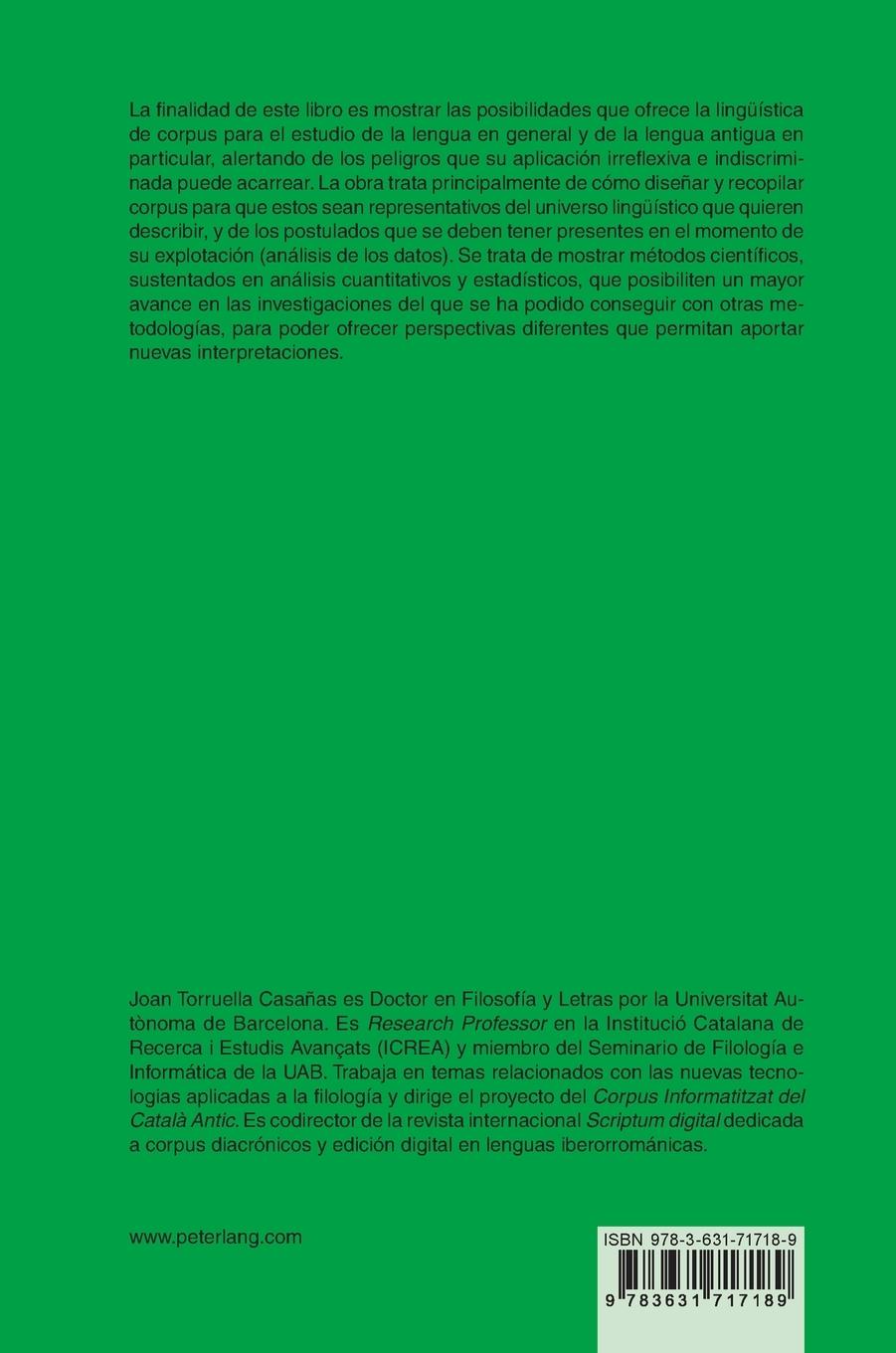 Rückseitencover Lingüística de corpus: génesis y bases metodológicas de los corpus (históricos) para la investigación en lingüística