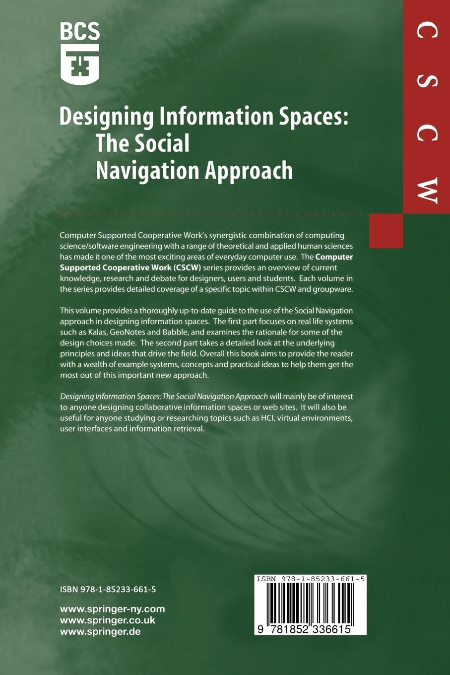 Rückseitencover Designing Information Spaces: The Social Navigation Approach