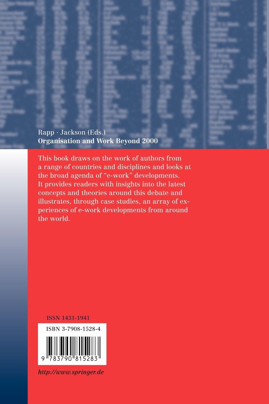 Rückseitencover Organisation and Work Beyond 2000