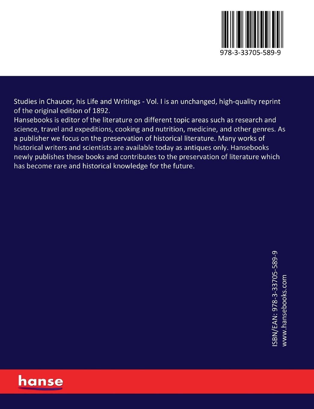 Rückseitencover Studies in Chaucer, his Life and Writings