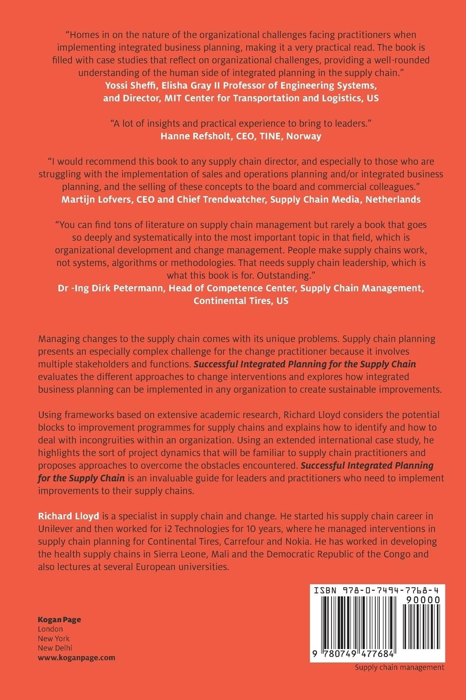 Rückseitencover Successful Integrated Planning for the Supply Chain