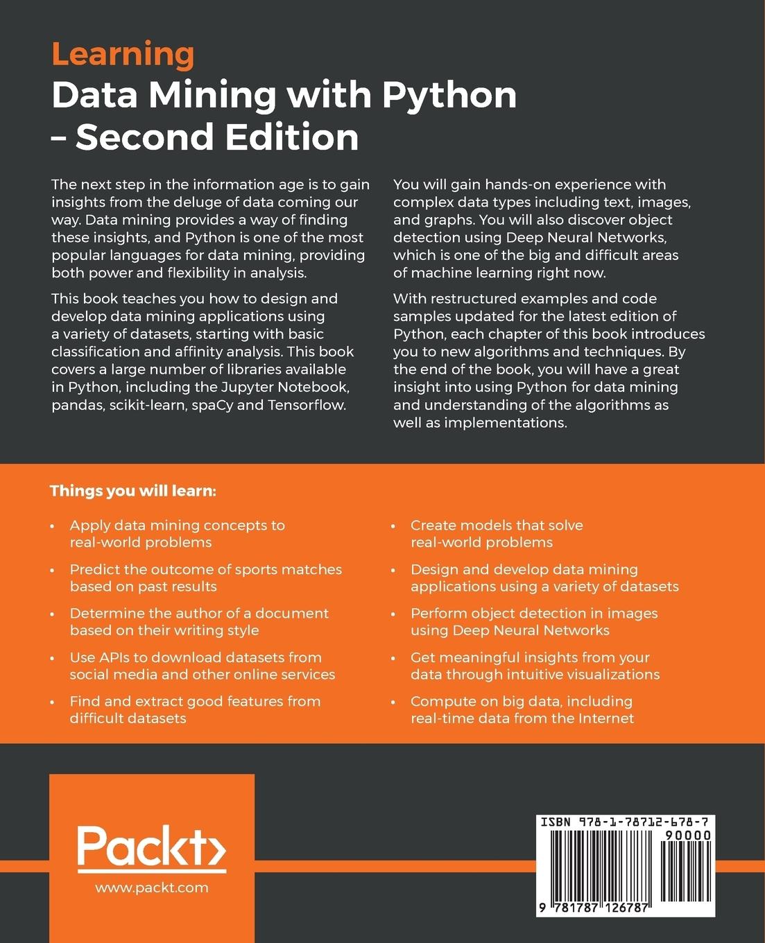 Rückseitencover Learning Data Mining with Python - Second Edition