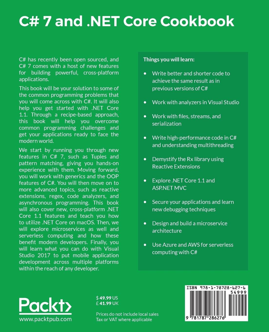 Rückseitencover C# 7 and .NET Core Cookbook - Second Edition