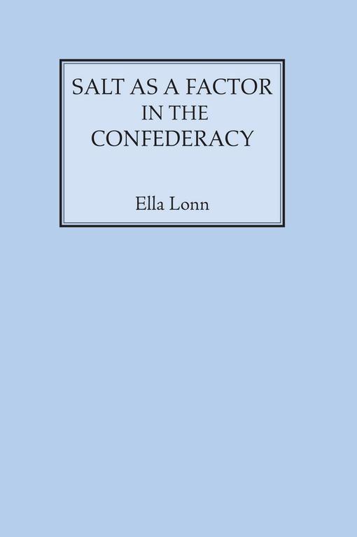 Vorderes Coverbild Salt as a Factor in the Confederacy