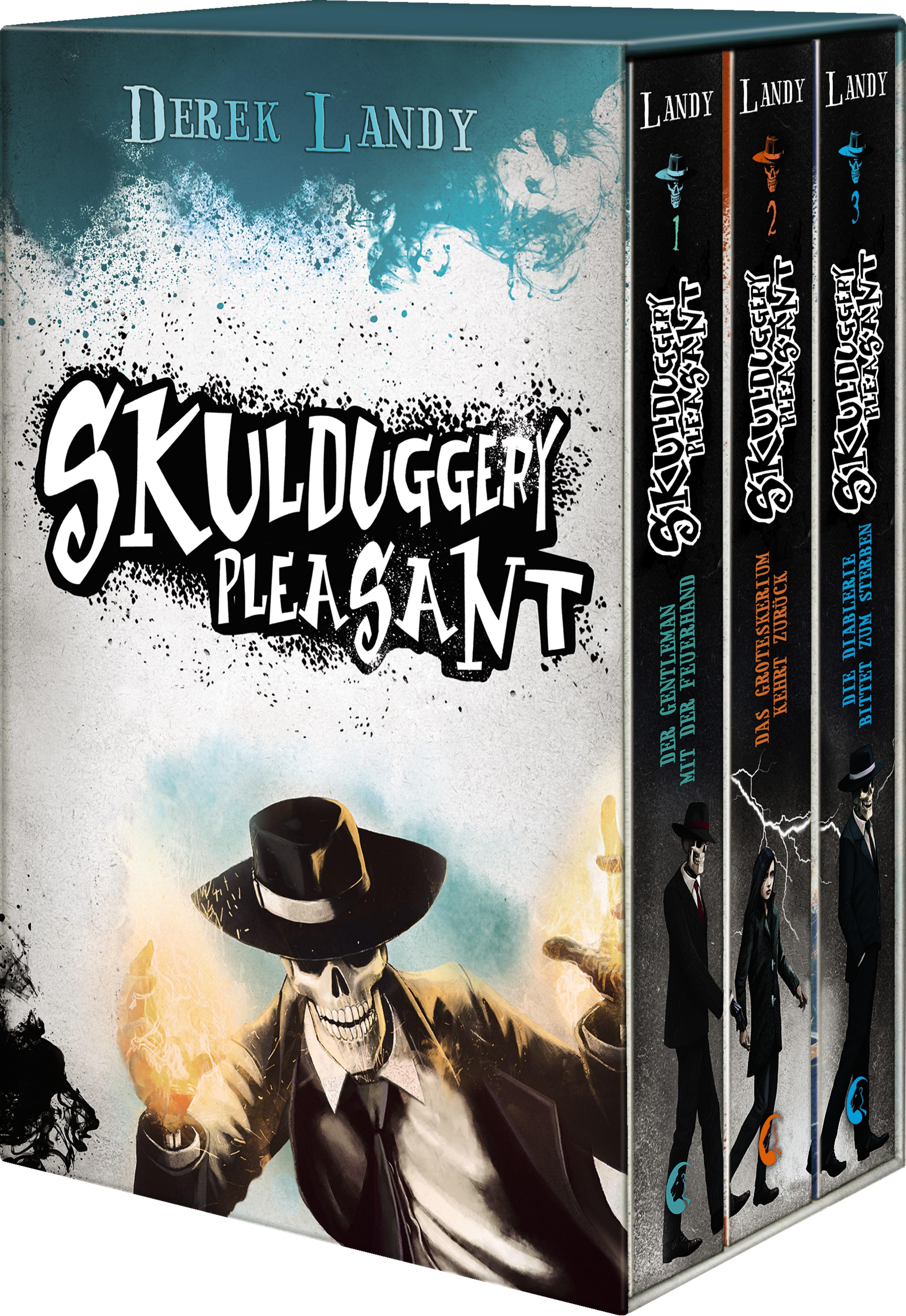 Vorderes Coverbild Skulduggery Pleasant, Bände 1-3