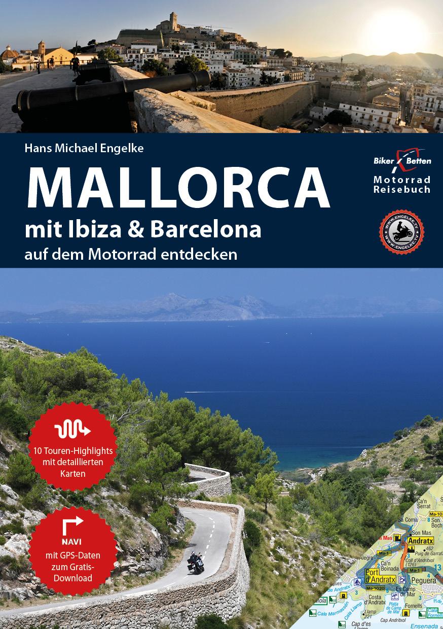 Vorderes Coverbild Motorrad Reiseführer Mallorca mit Ibiza & Barcelona