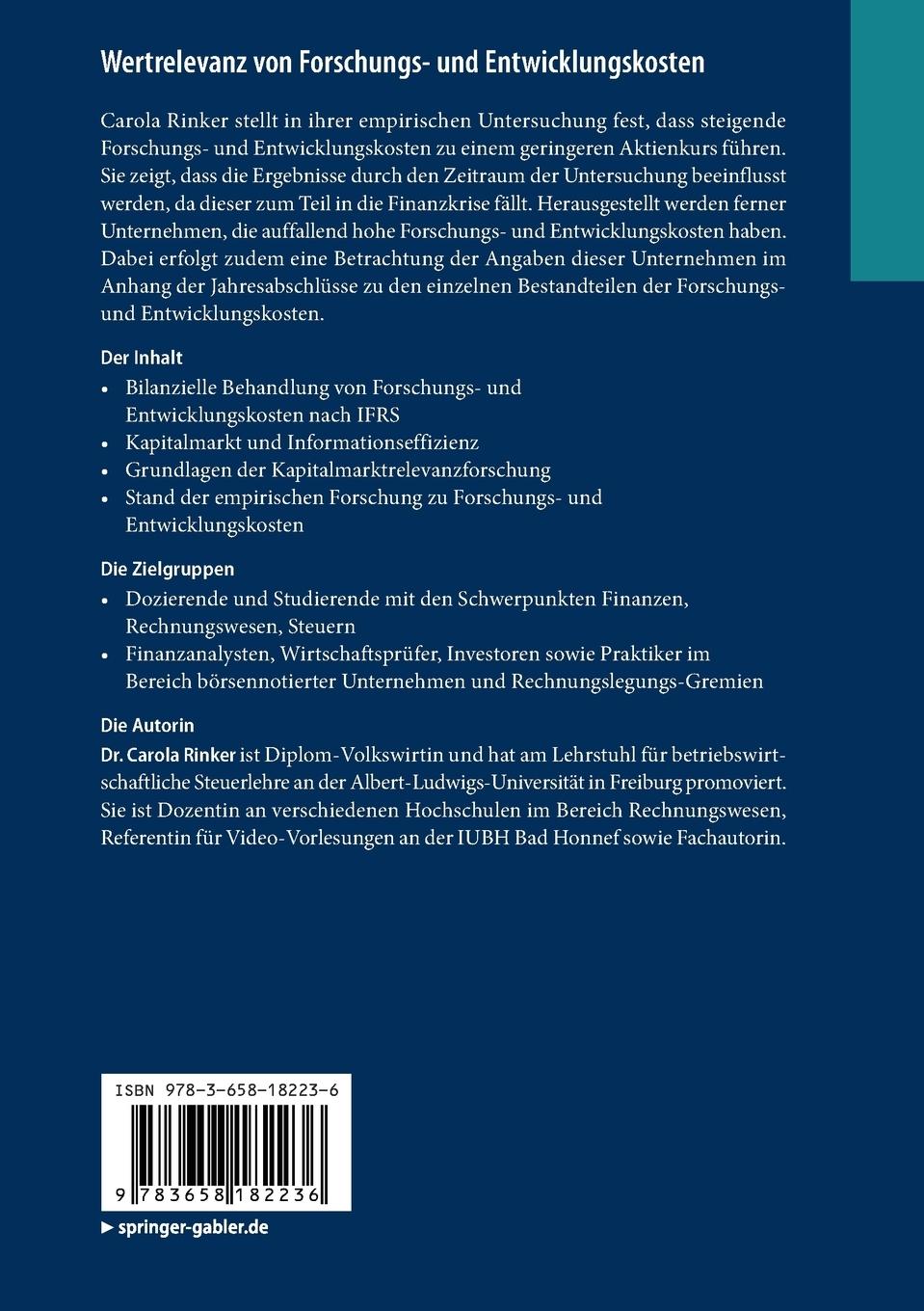 Rückseitencover Wertrelevanz von Forschungs- und Entwicklungskosten