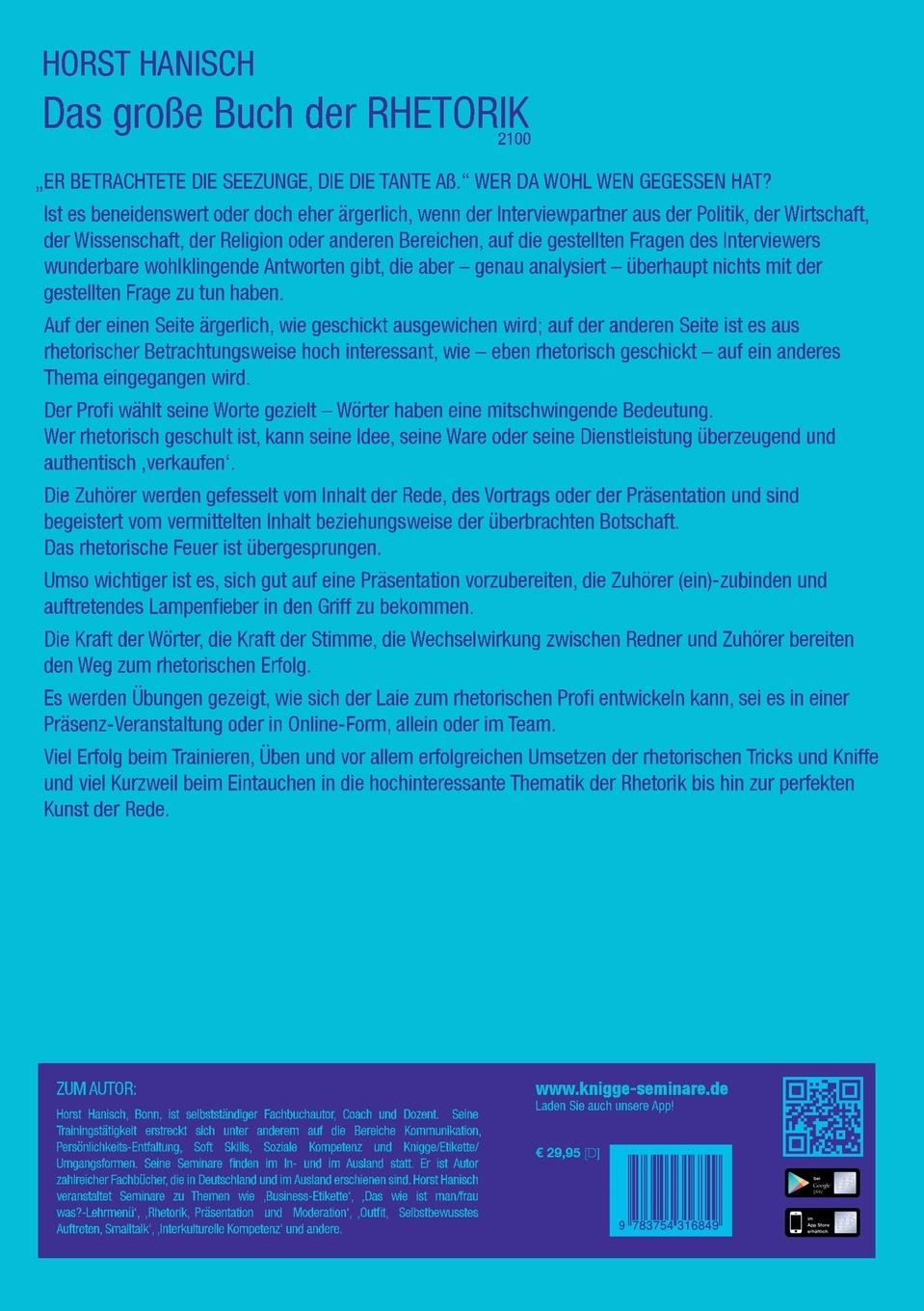 Rückseitencover Das große Buch der Rhetorik 2100