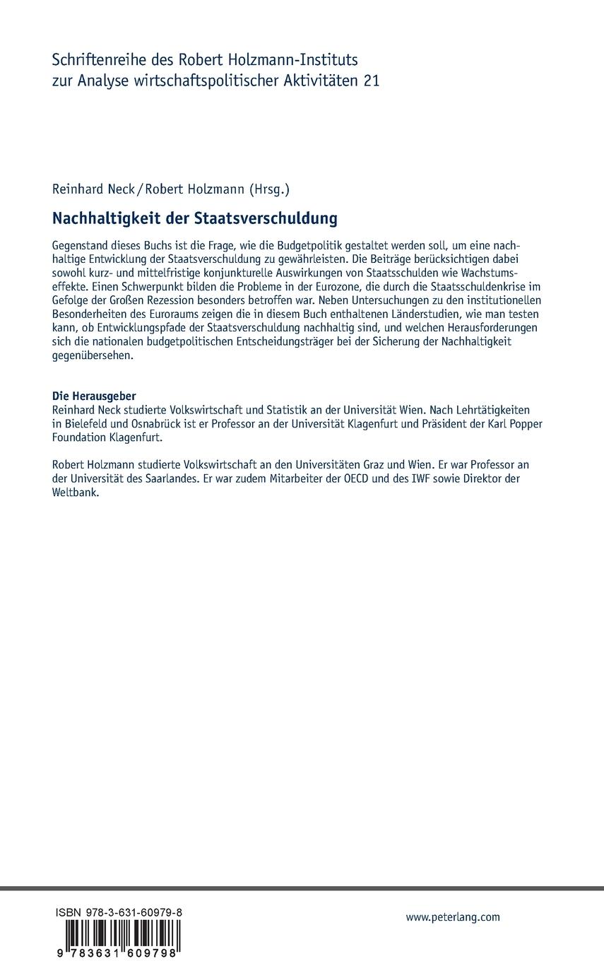 Rückseitencover Nachhaltigkeit der Staatsverschuldung