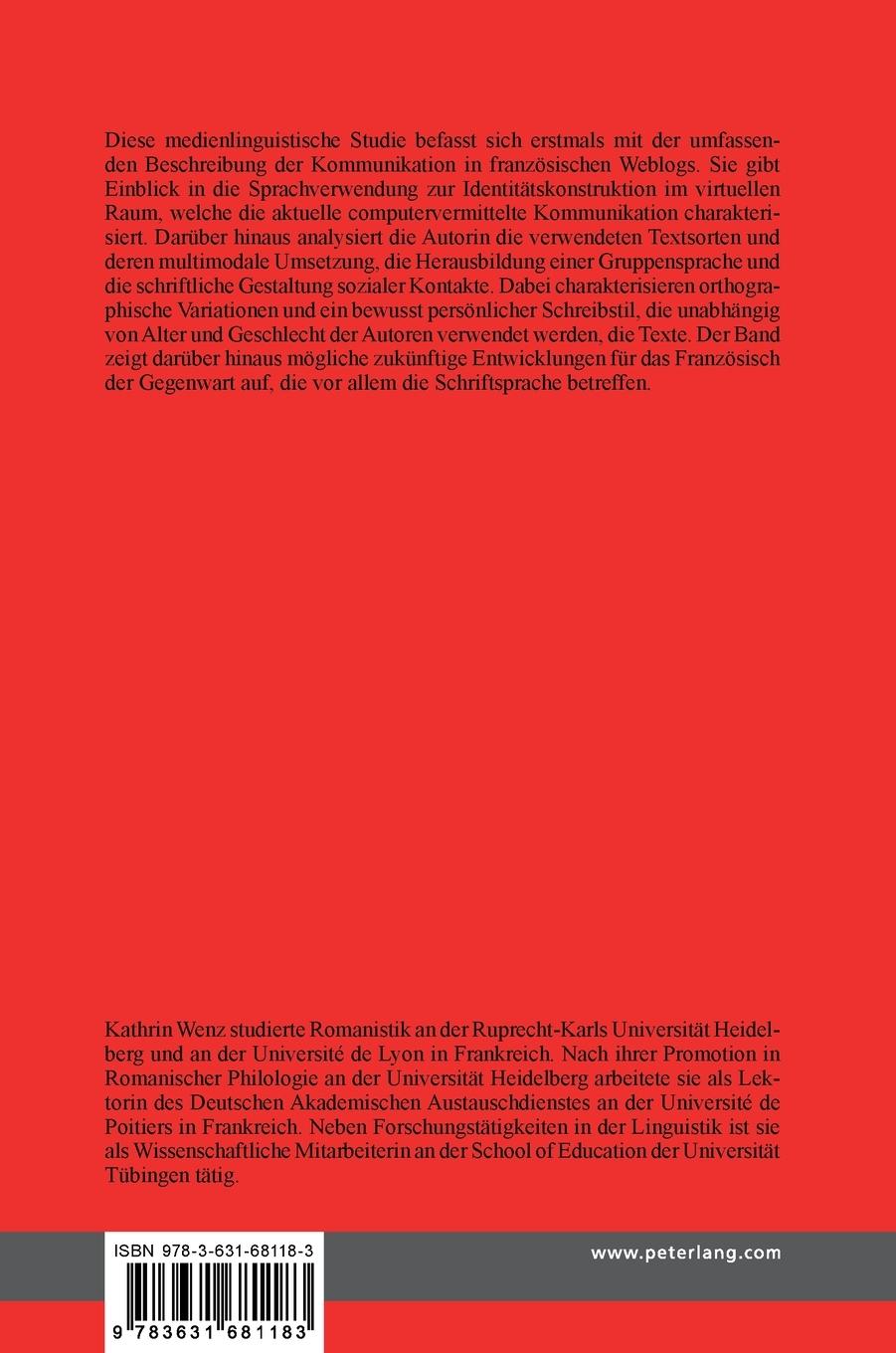 Rückseitencover 'Bloguer sa vie'. Französische Weblogs im Spannungsfeld zwischen Individualität und Gruppenzugehörigkeit