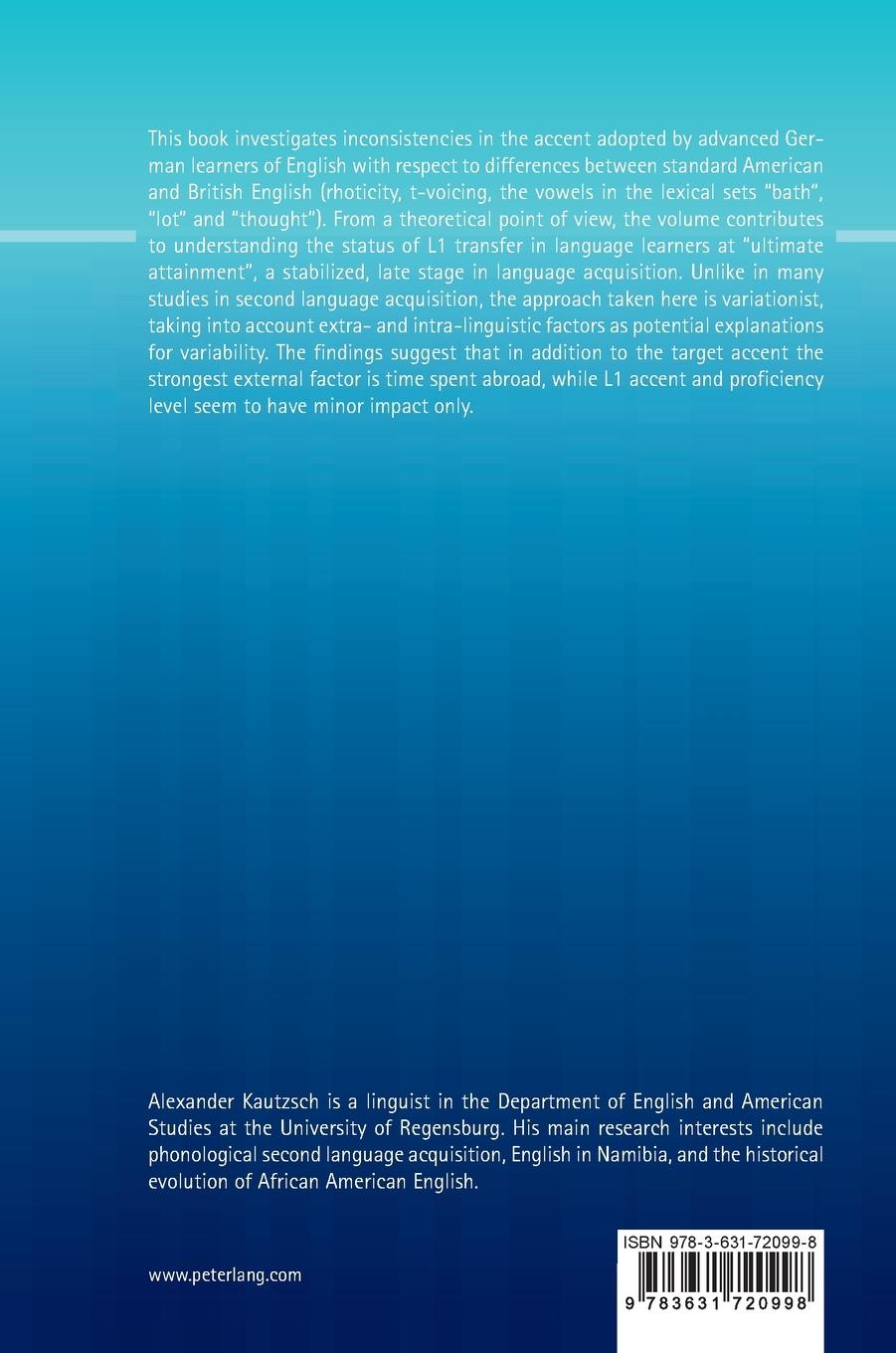 Rückseitencover The Attainment of an English Accent