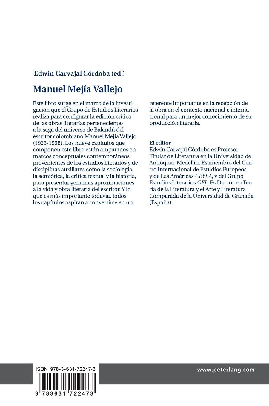 Rückseitencover Manuel Mejía Vallejo