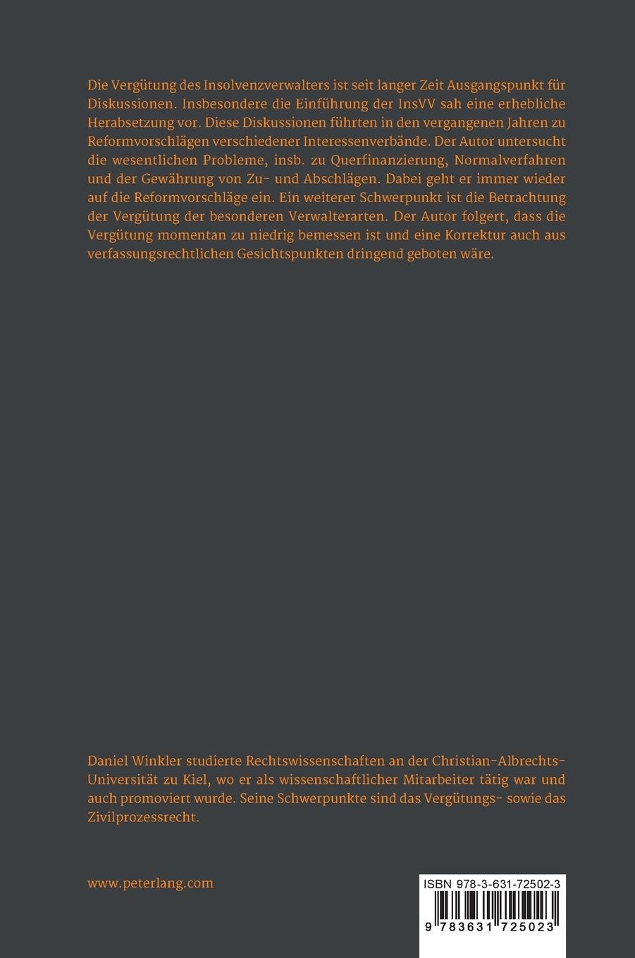Rückseitencover Angemessenheit der Vergütung des Insolvenzverwalters