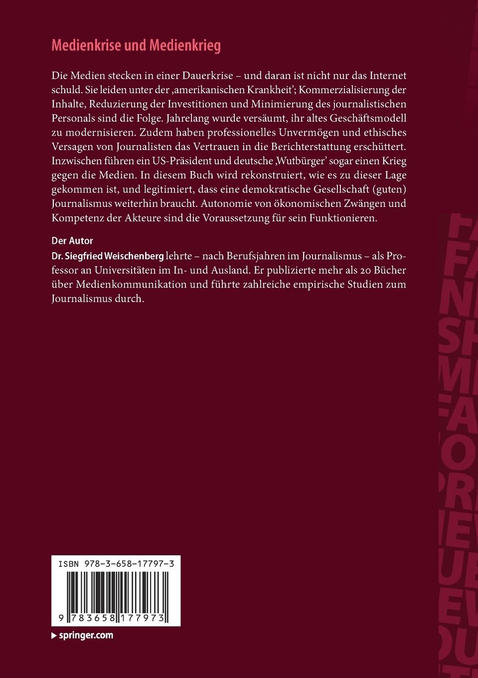 Rückseitencover Medienkrise und Medienkrieg