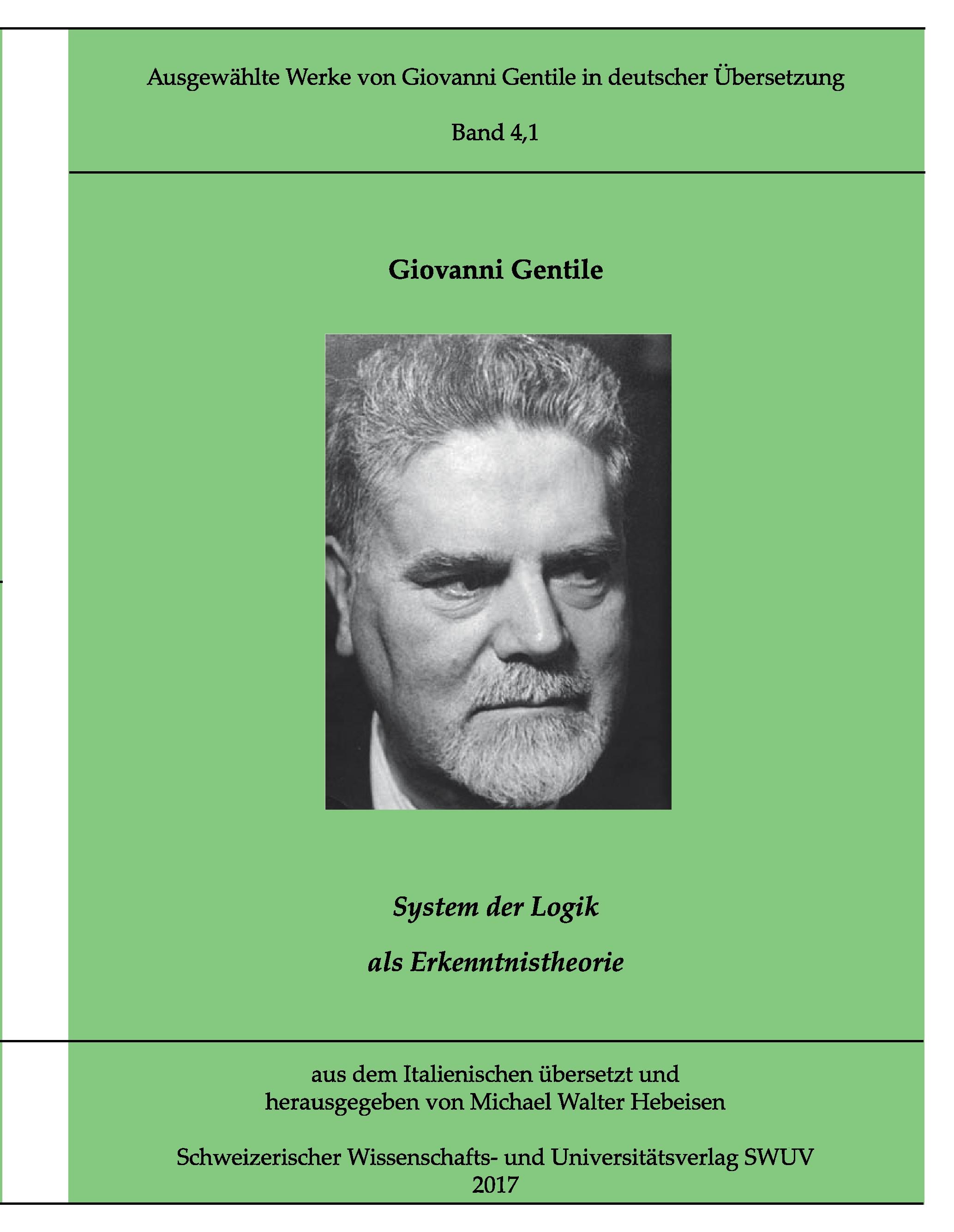 Vorderes Coverbild Ausgewählte Werke von Giovanni Gentile, Band 4.1