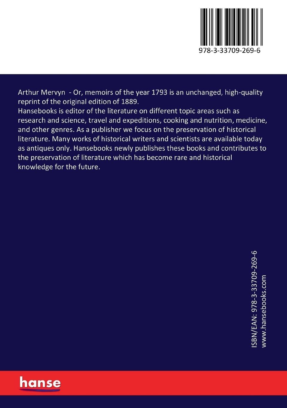 Rückseitencover Arthur Mervyn