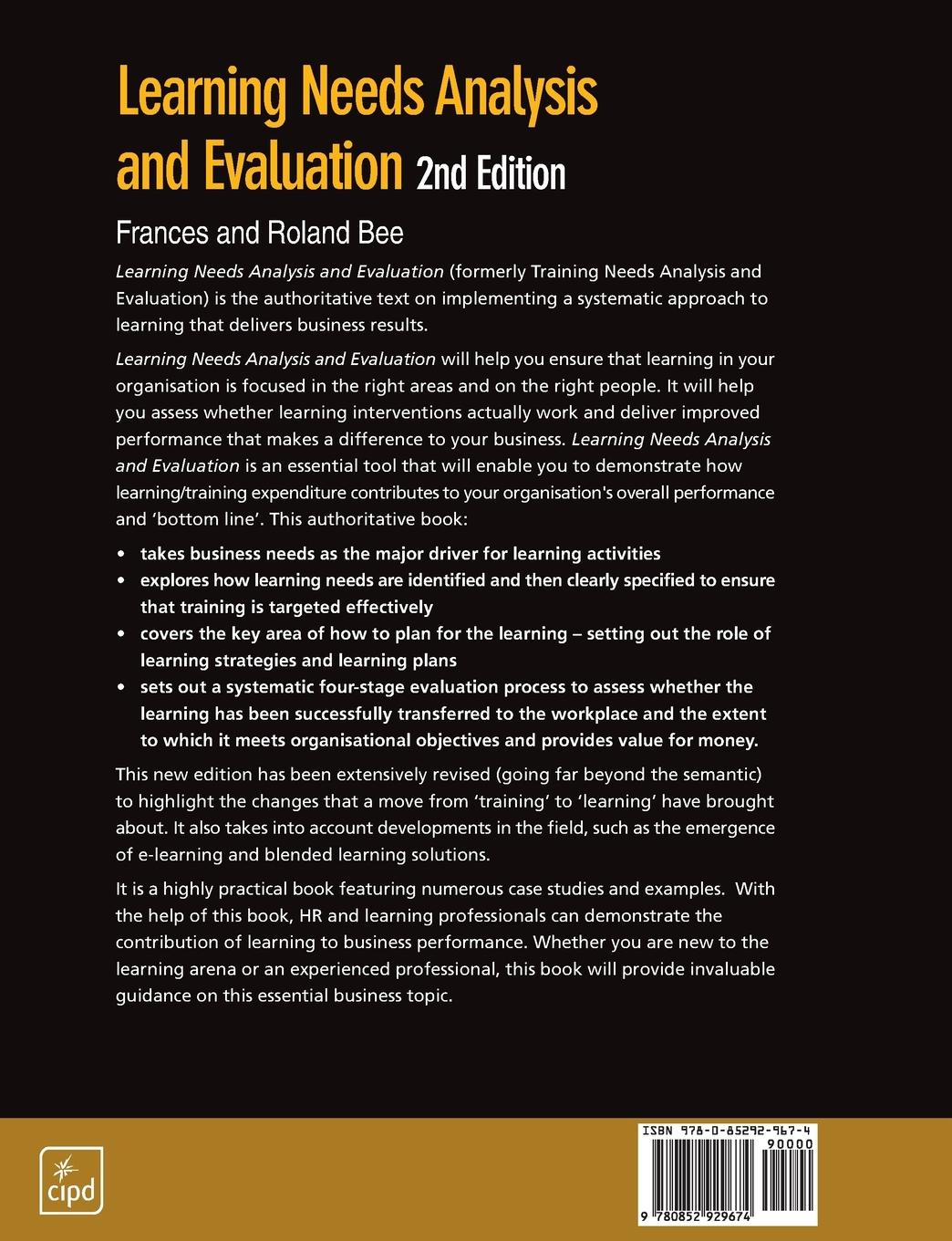 Rückseitencover Learning Needs Analysis and Evaluation