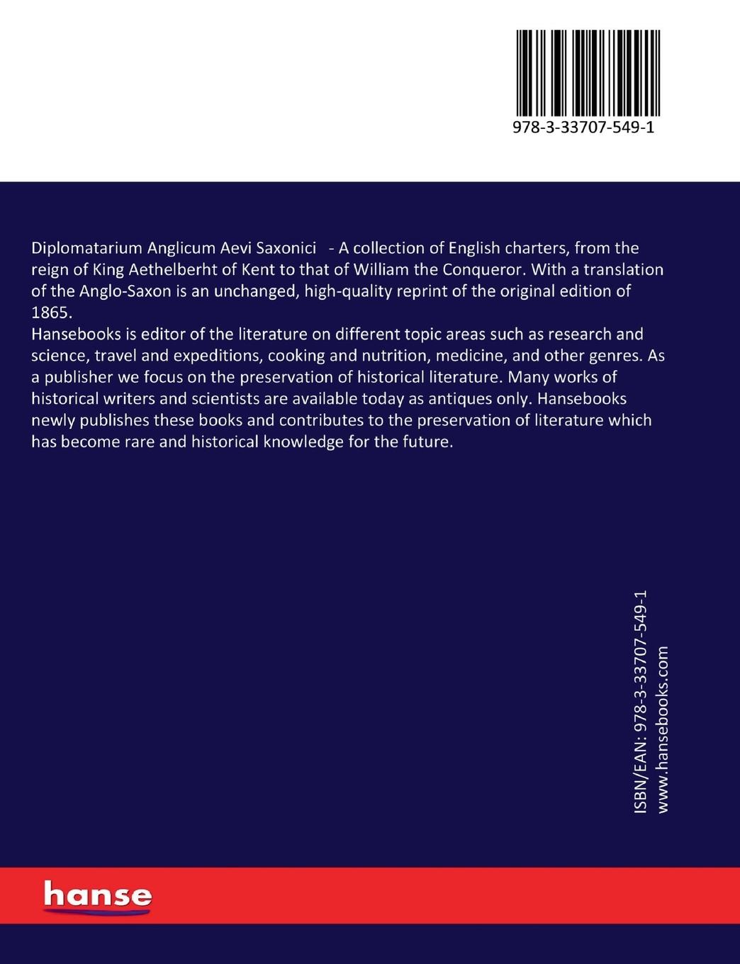 Rückseitencover Diplomatarium Anglicum Aevi Saxonici