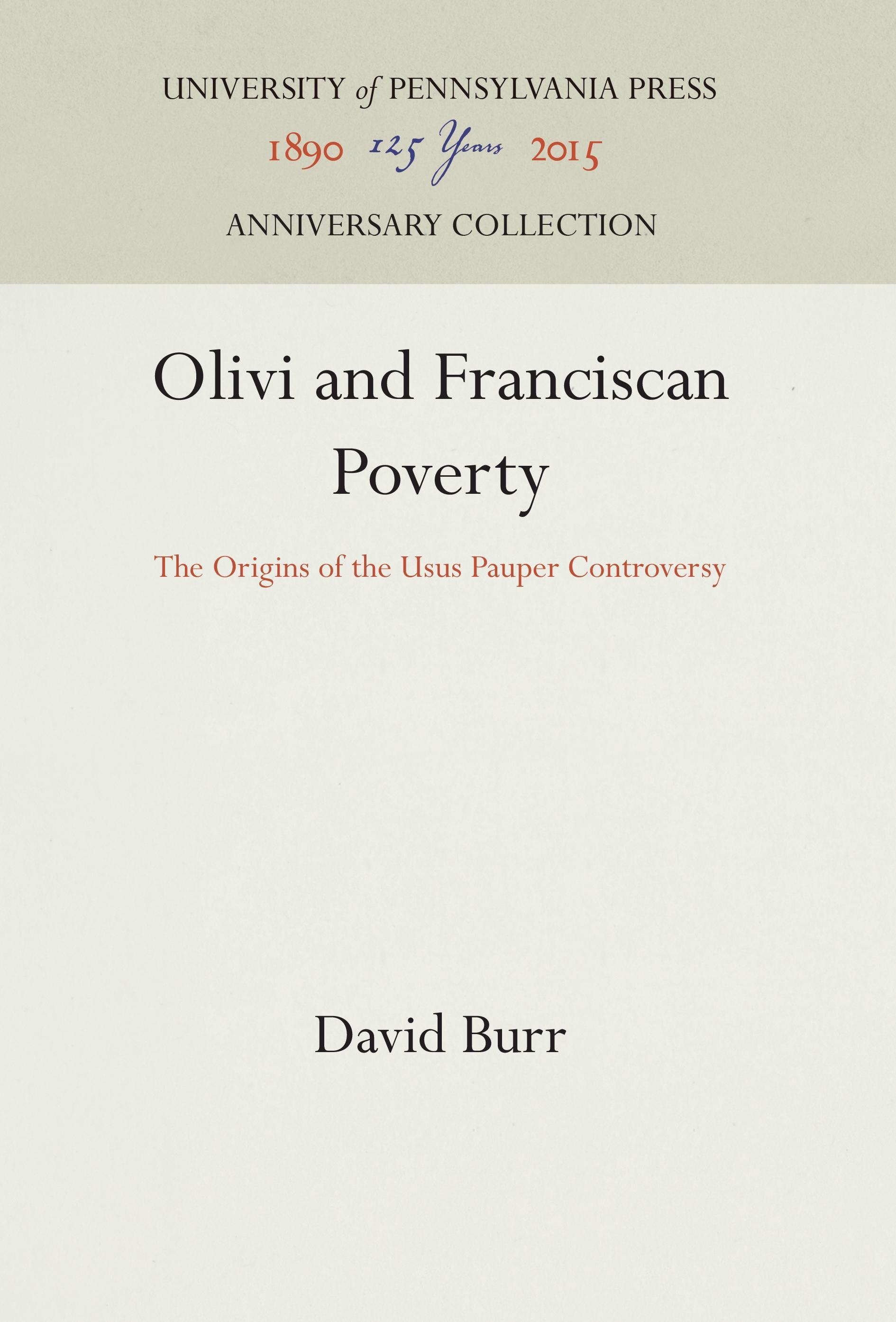 Vorderes Coverbild Olivi and Franciscan Poverty