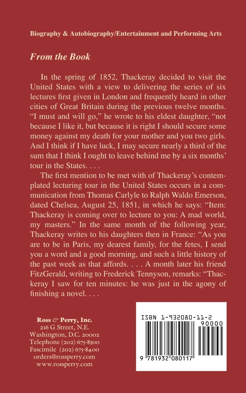 Rückseitencover Thackeray in the United States