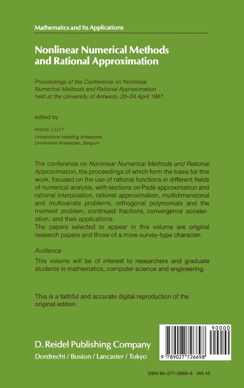 Rückseitencover Nonlinear Numerical Methods and Rational Approximation