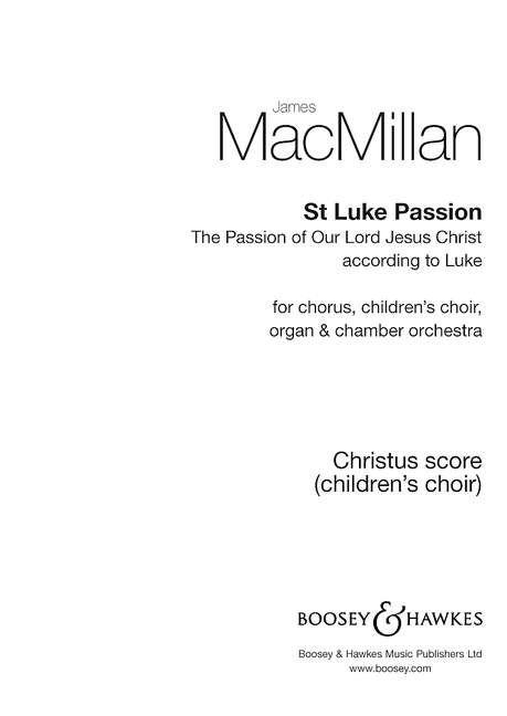 Vorderes Coverbild St. Luke Passion: Children's Score